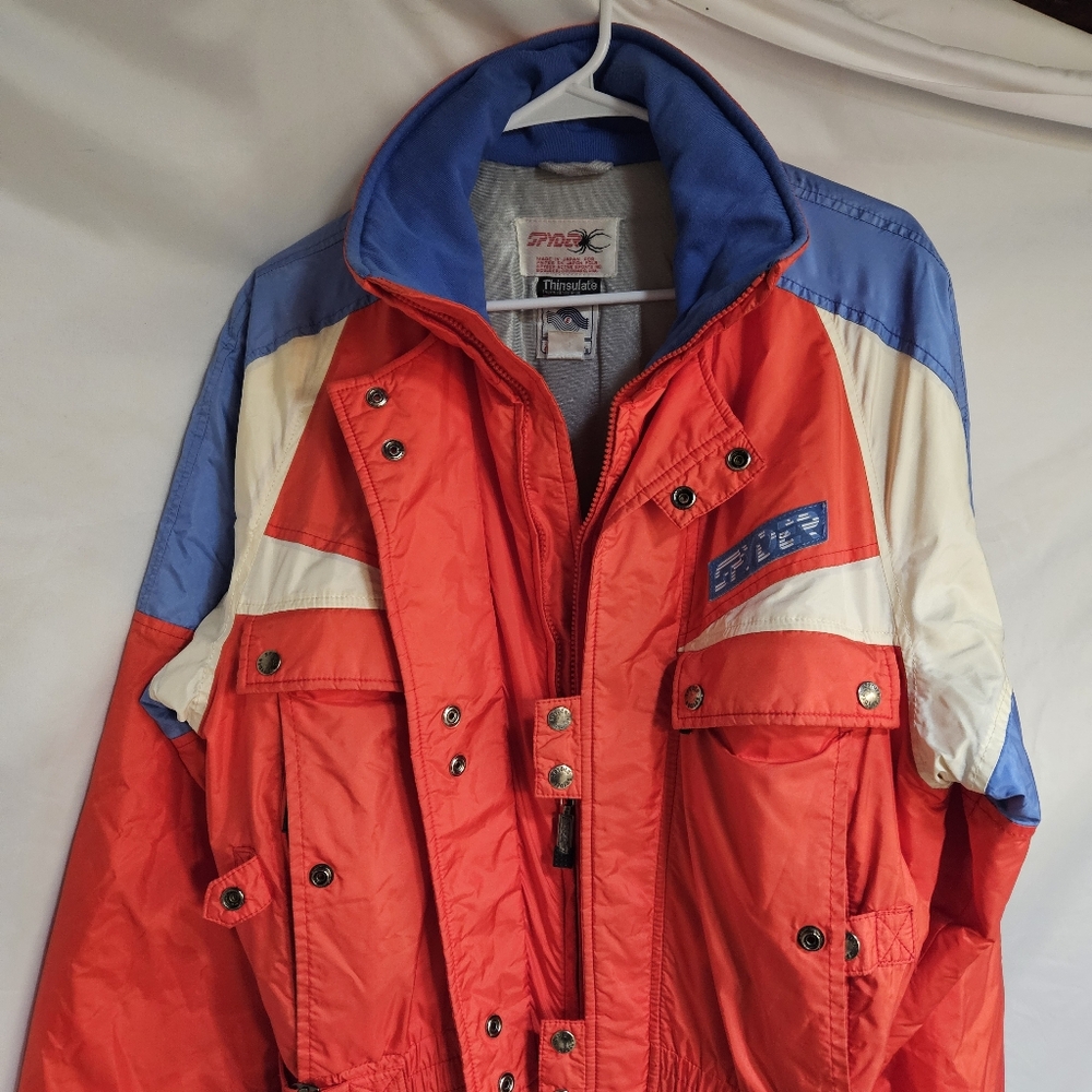 Spyder Ski Suit Snowsuit Bib Jumpsuit Men's L Thinsulated Lite Loft Red Blue - Picture 7 of 7